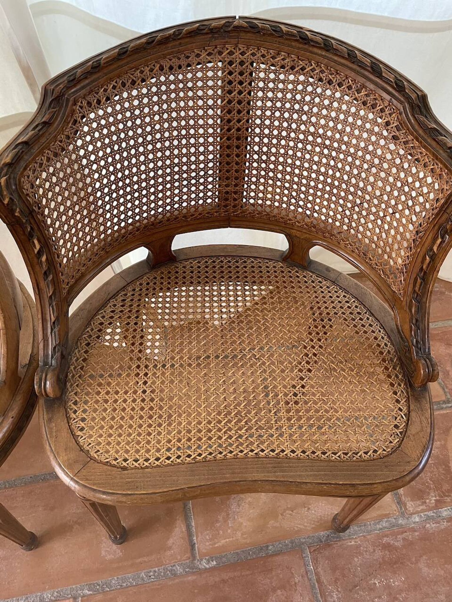 pair of Napoleon III Louis XVI style office chairs