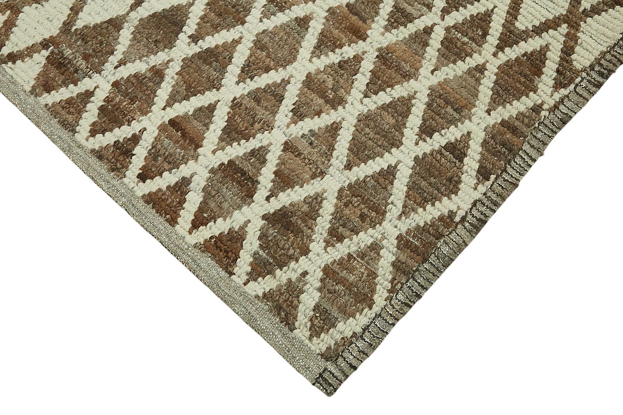 Hand-Knotted Turkish Contemporary 297 cm x 359 cm Brown Wool Carpet