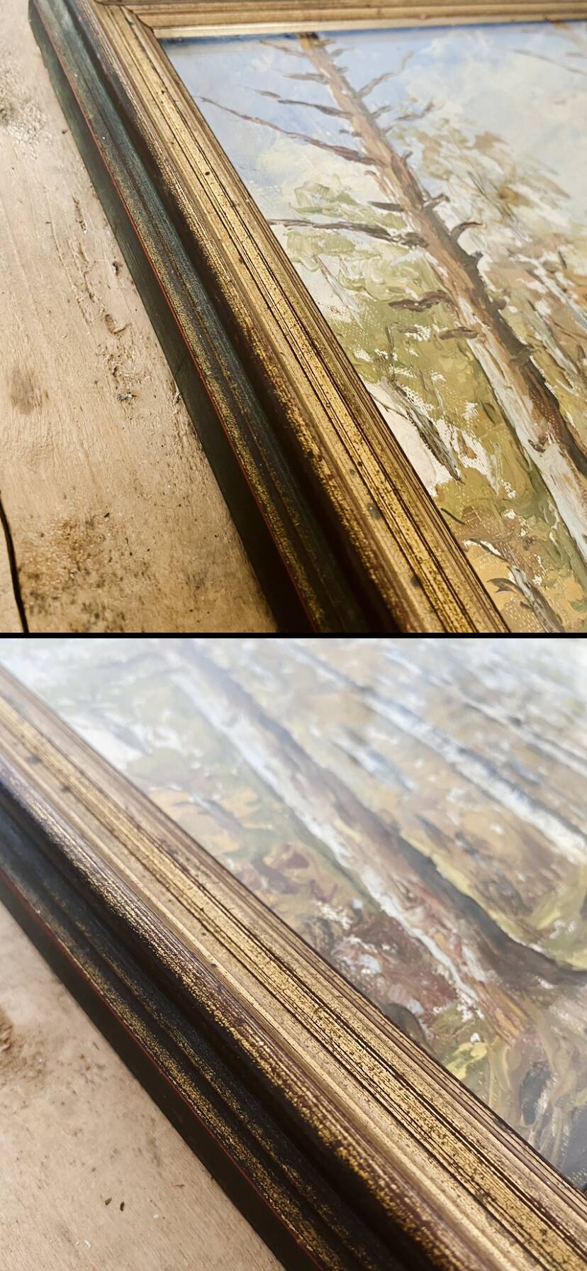 Oil on canvas, glazed wooden frame