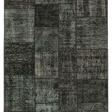 Hand-Knotted Oriental Vintage 171 cm x 241 cm Black Patchwork Rug