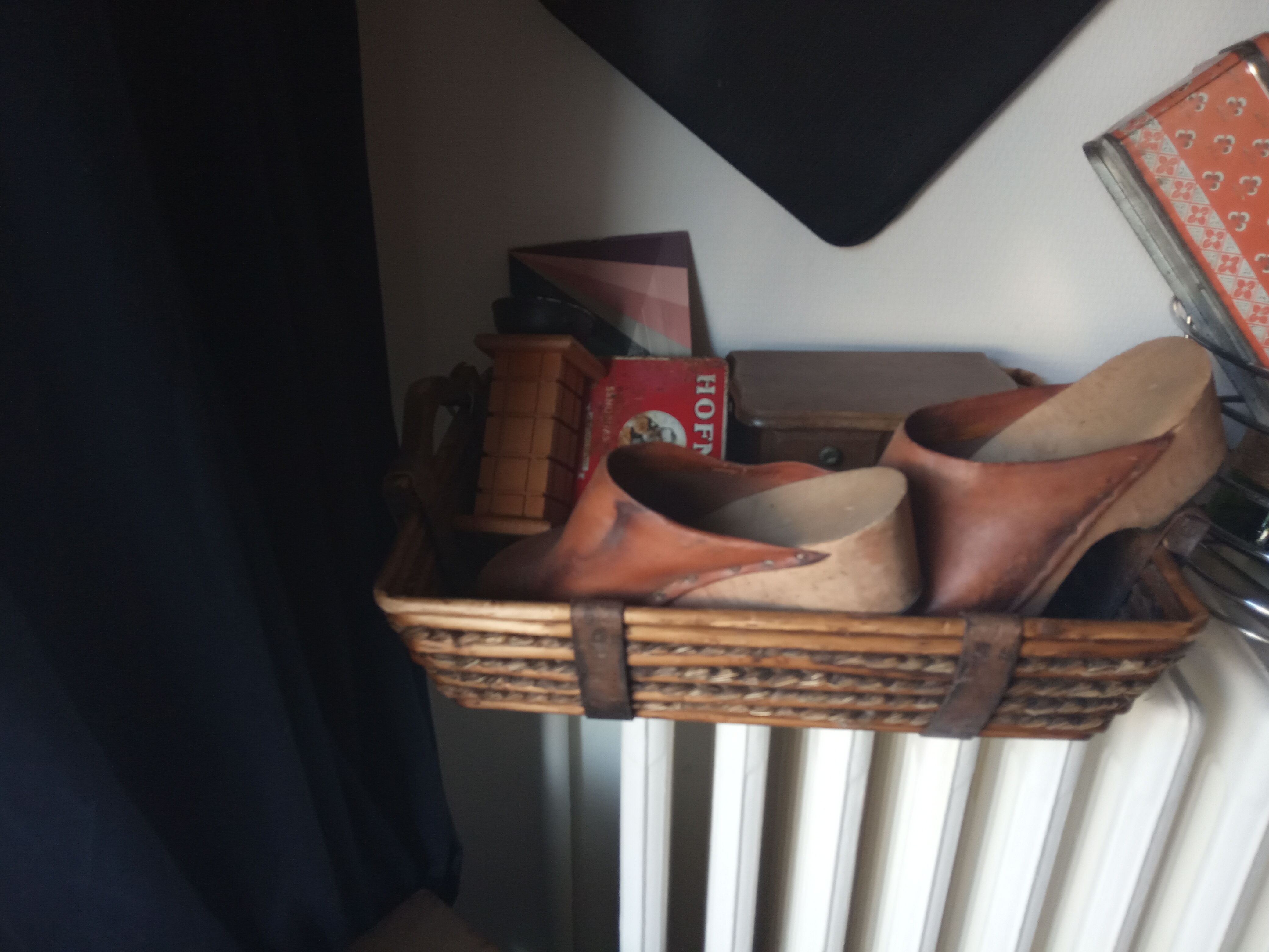 Wooden handles wicker basket
