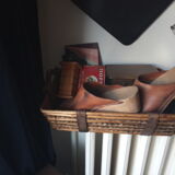 Wooden handles wicker basket