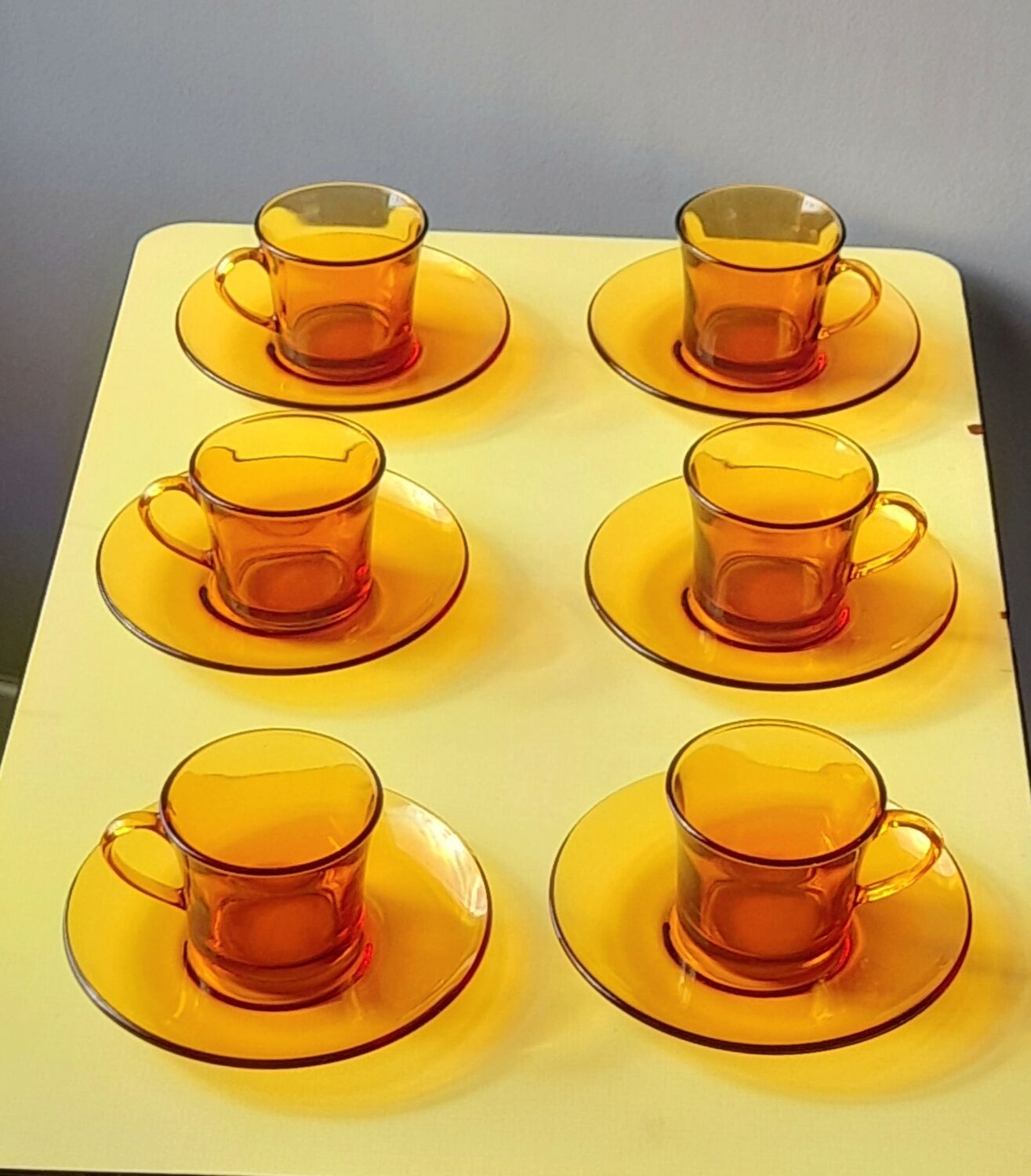 Amber glass coffee cups 70s