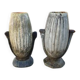 Pair of Art Deco vases, enamelled cast iron.