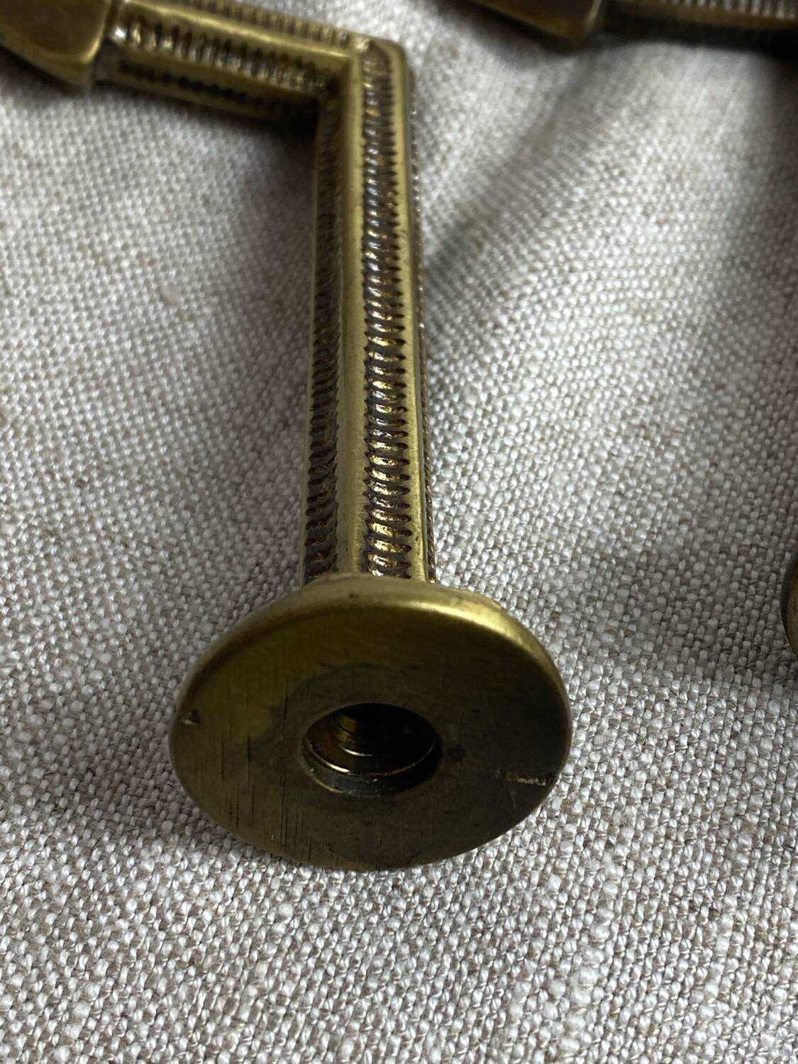 Antique brass curtain hooks and tiebacks