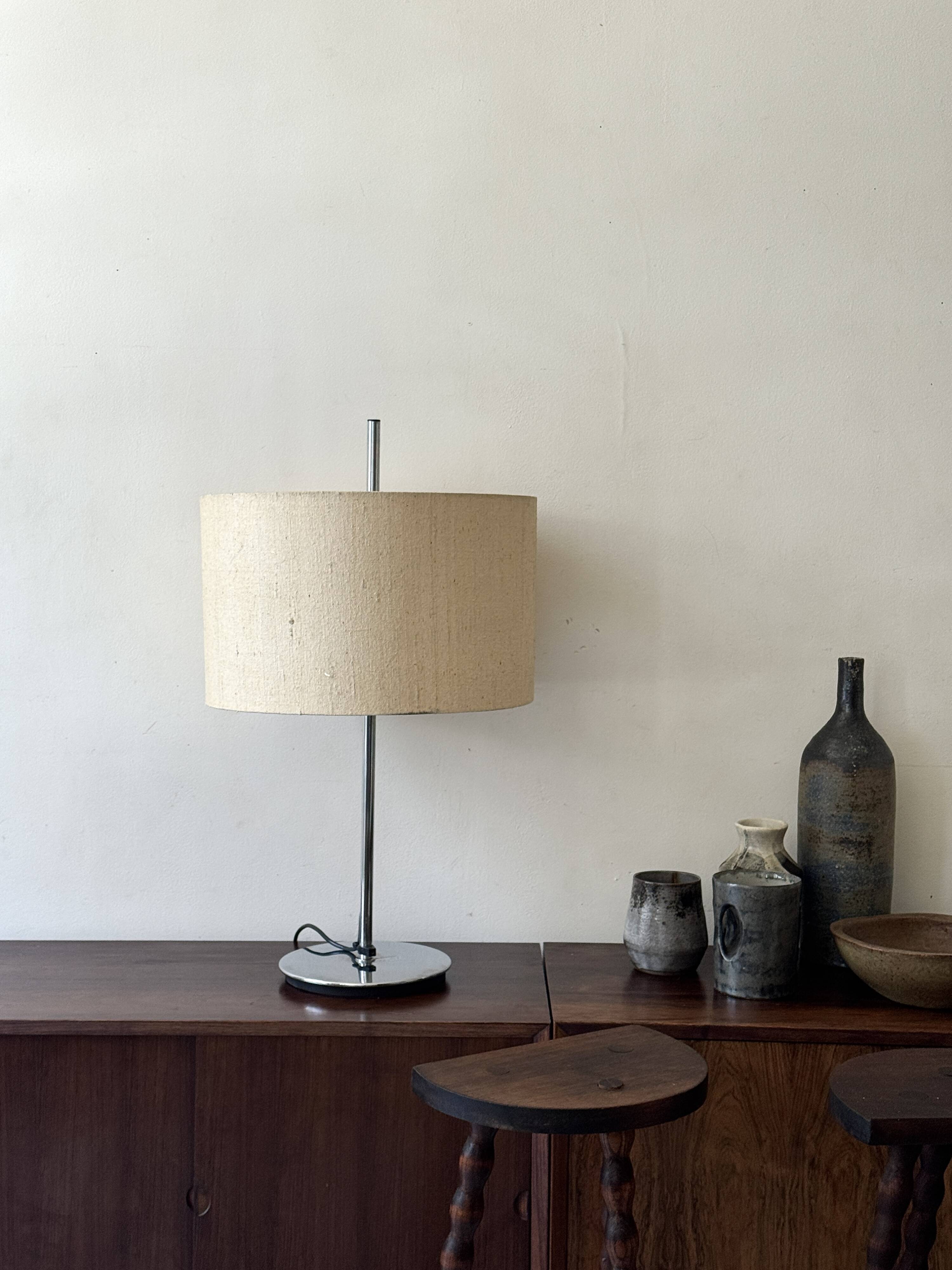 Lampe de table Staff Leuchten chrome et lin/coton, Germany 1970