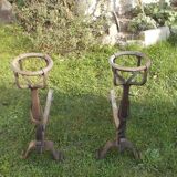 Paire de chenets landiers en fer forgé
