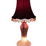 Lampe à poser pied verre Clichy abat-jour XXème