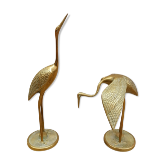 Pair of brass herons