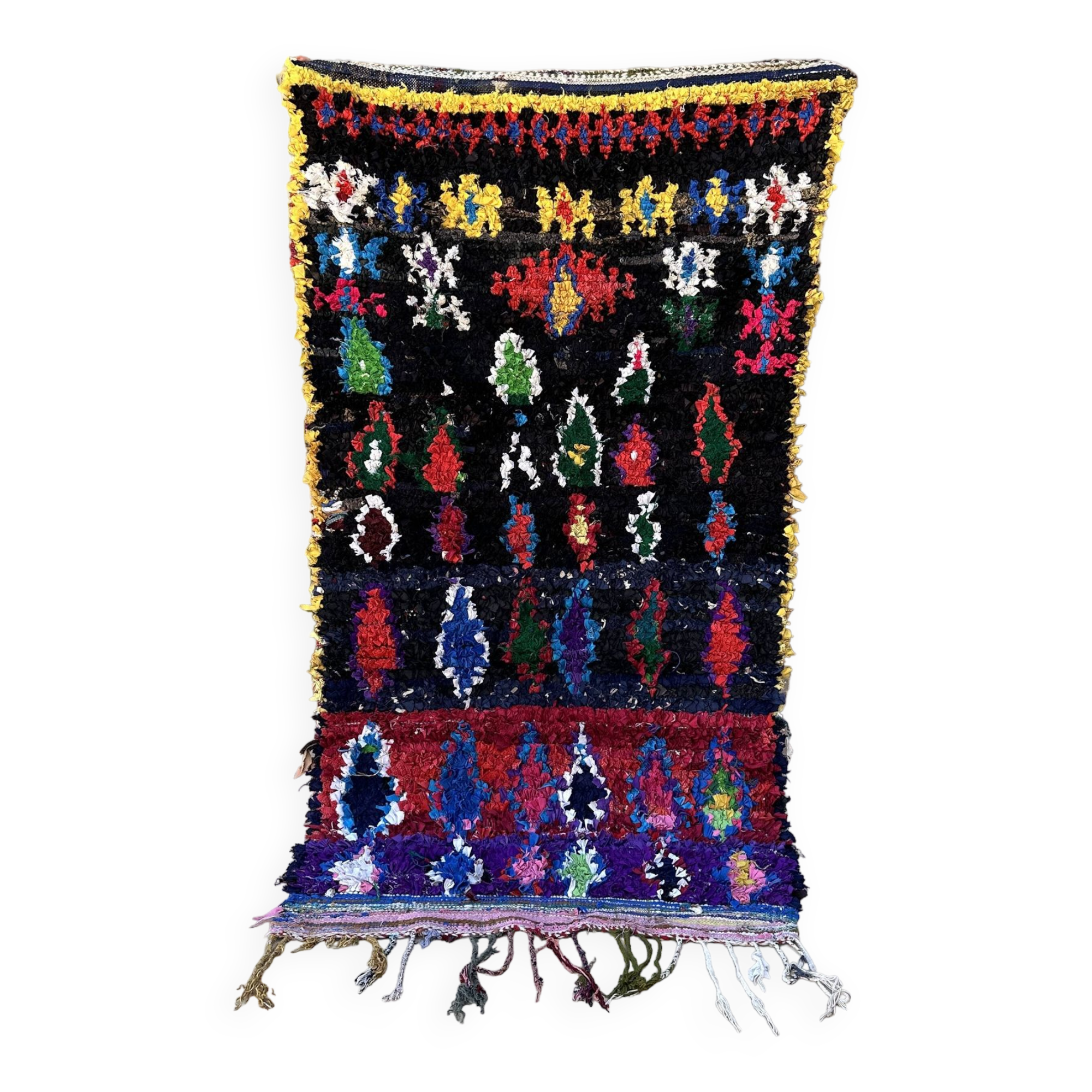 Moroccan carpet Boucherouite colored - 128 x 226 cm