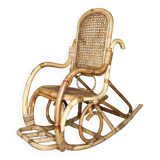 Rocking-chair en rotin et cannage