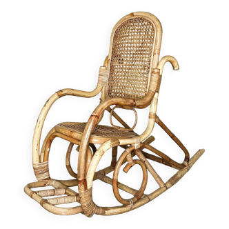 Rocking chair in rattan and cane