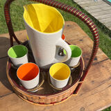 Jug and glasses for orangeade service