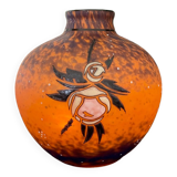Vase ball glass paste signed Delatte Nancy art nouveau