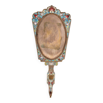 Cloisonné face-to-hand mirror Napoleon III Barbedienne XIXth