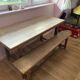 Solid elm wood farmhouse table and bench set