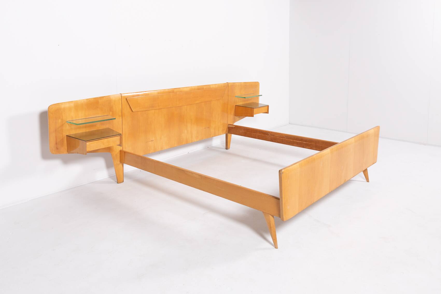 1950’s Mid-Century Italian Modern double bed frame from Vittorio Dassi