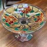 Enamelled glass footed bowl signed LEG for LEGRAS