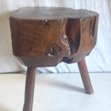 Brutalist solid oak side table – 40s/50s