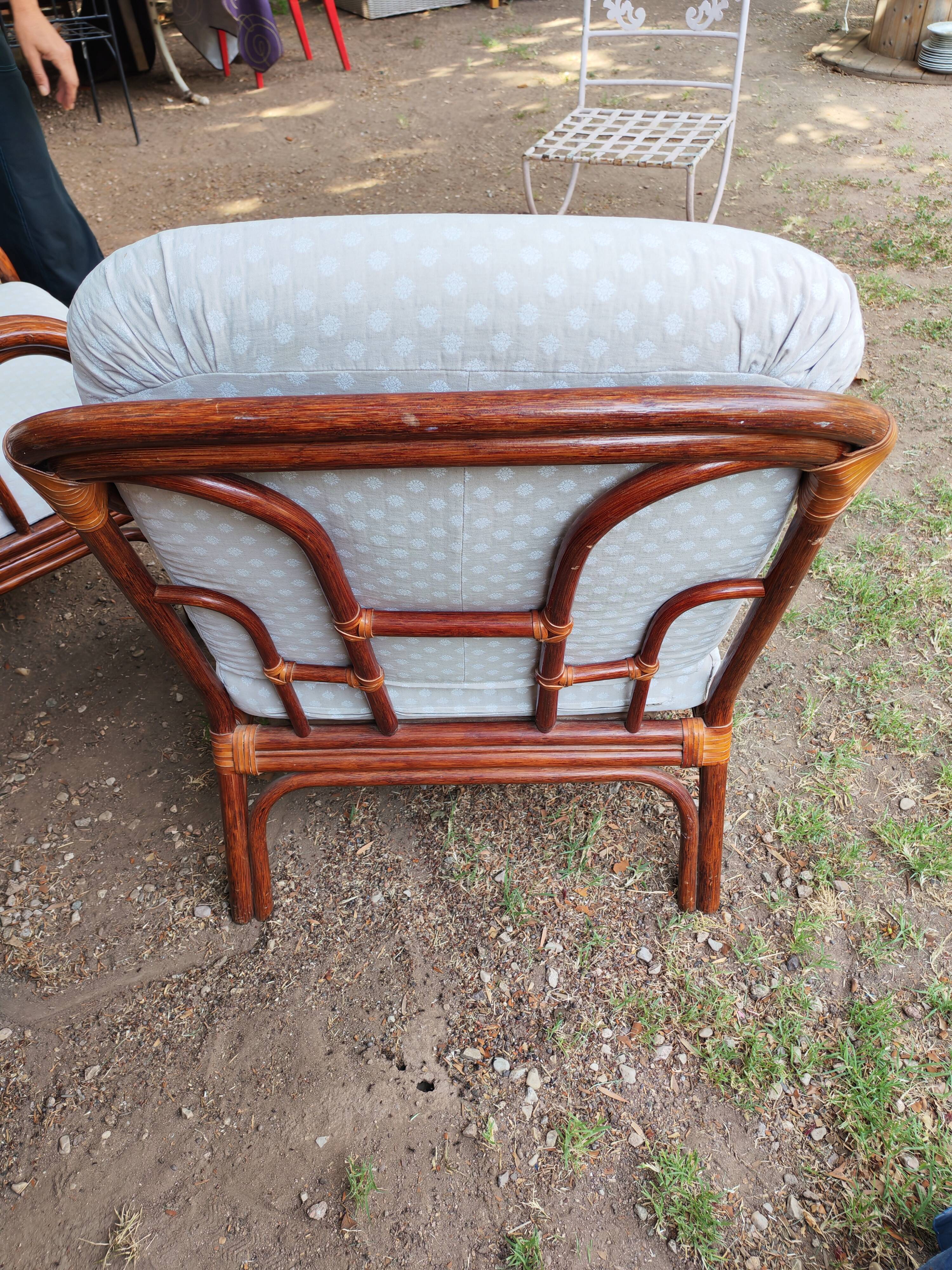 Fauteuil en bois et rotin