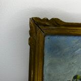 Oil painting on wooden panel, beautiful southern landscape