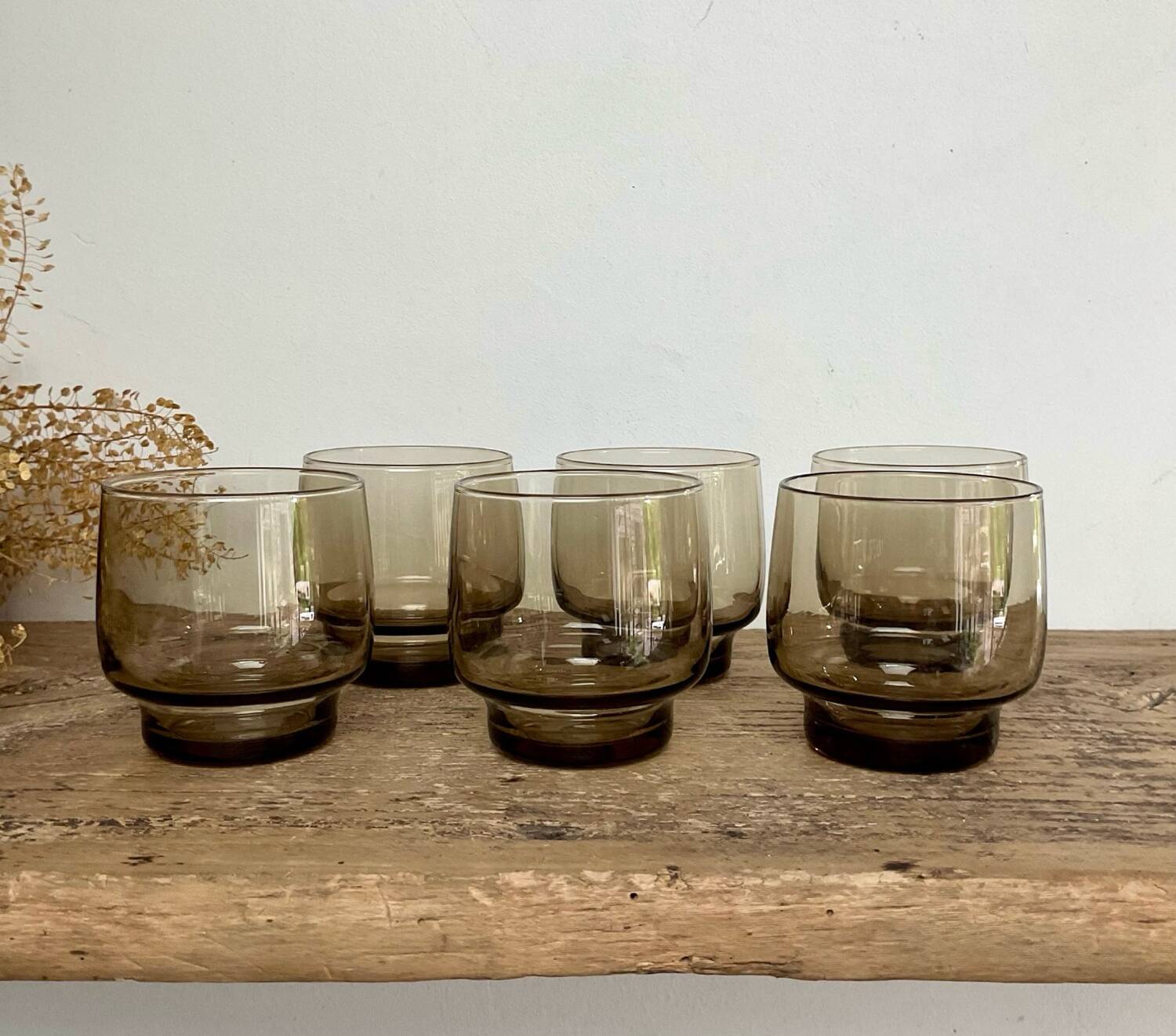 6 petits verres LUMINARC France verre fumé