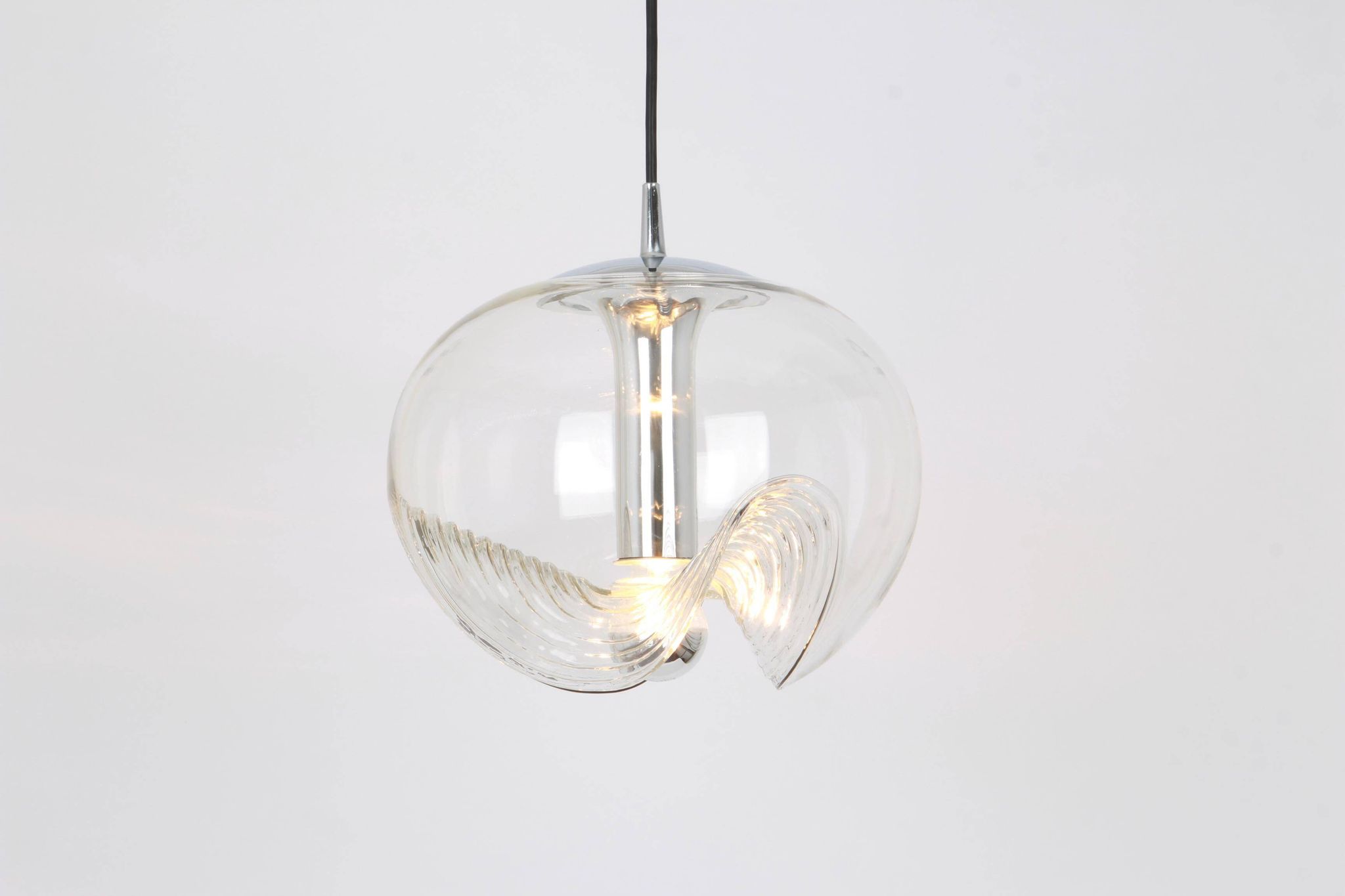 Transparent glass pendant designed by Koch & Lowy, Germany, 1970s