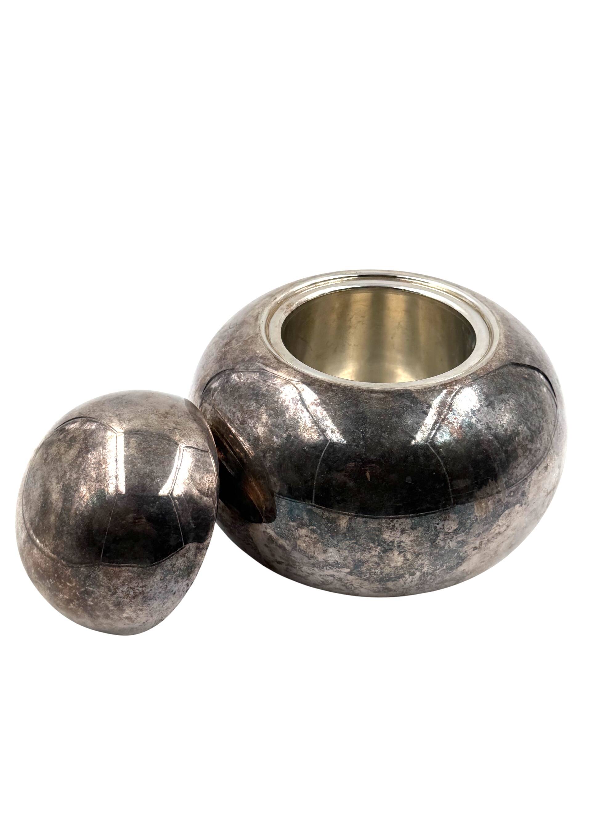 Mid-century Modern silver-plated ice bucket, Teghini Firenze Italy 1970s
