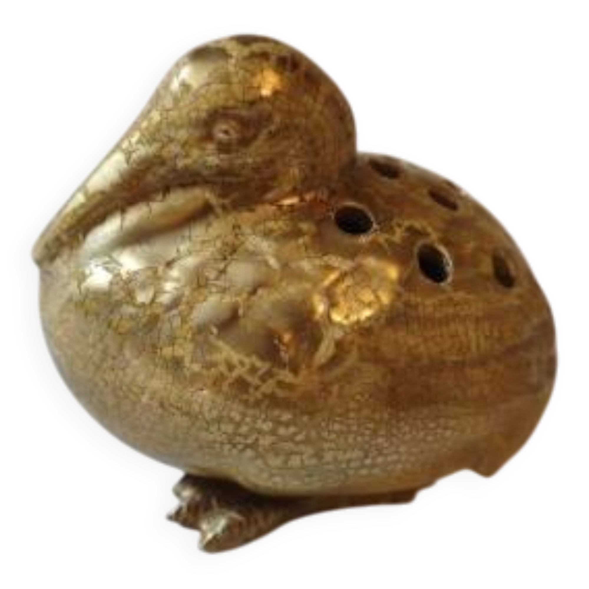Golden earthenware flower vase "Woodcock"