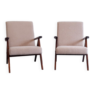 1960 Model B 310 Var Mid Century Chairs in Beige Boucle