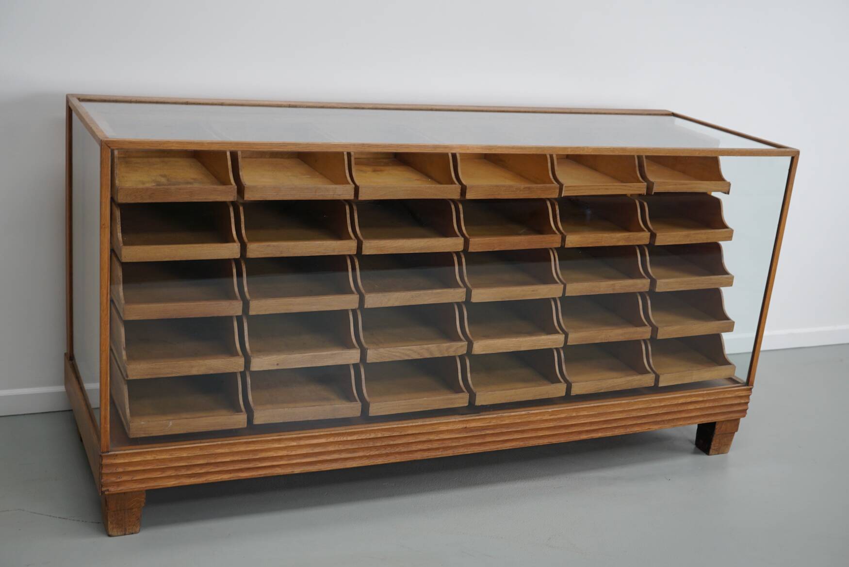 Antique British maple & oak haberdashery cabinet or shop counter, 1930s