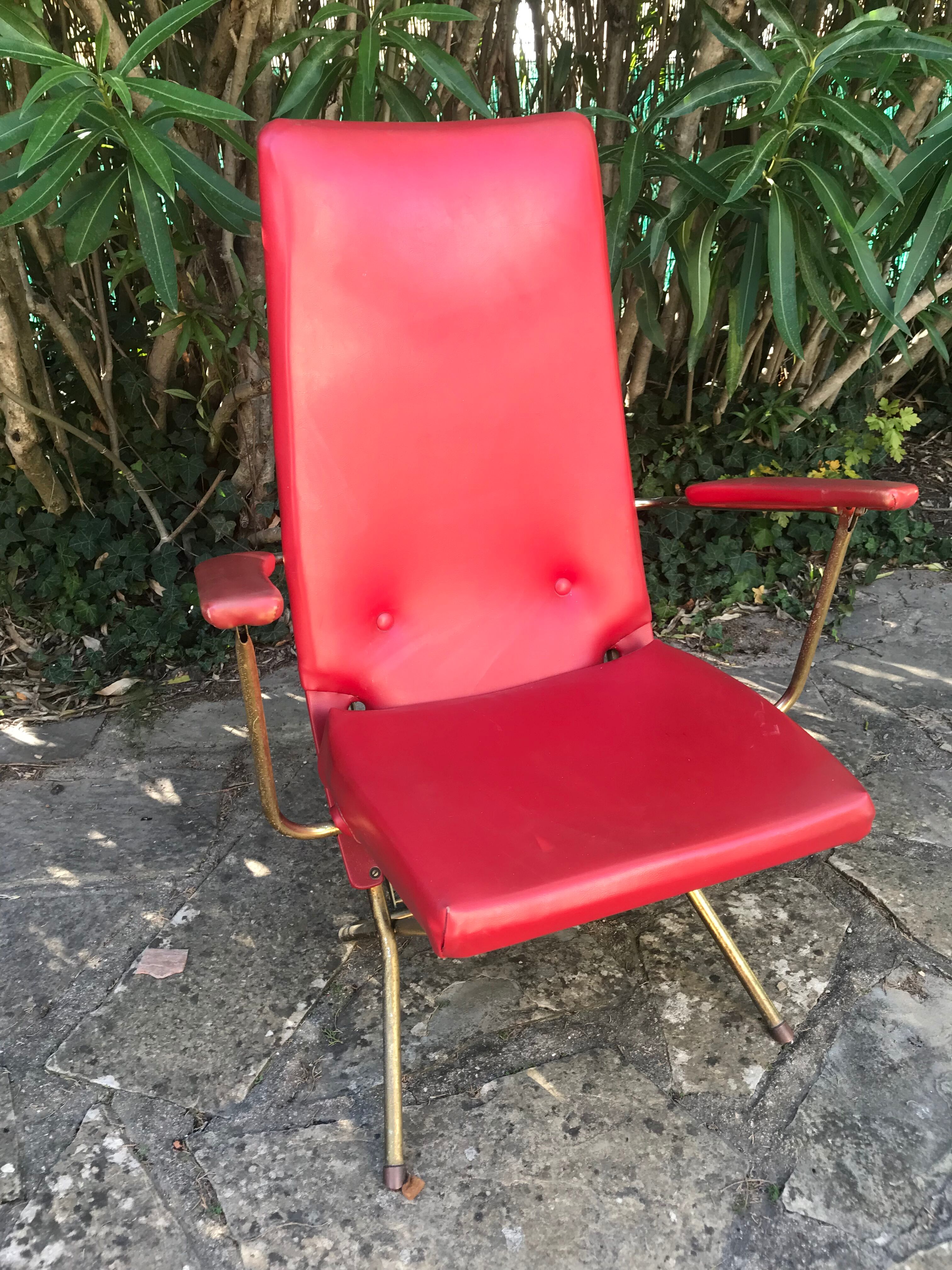 Fauteuil inclinable vintage en skaï