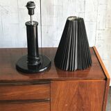 Black metal desk lamp with paper shade in Mid-Century style - 1950s, Czech Republic