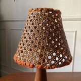 Small wooden and cane lamp