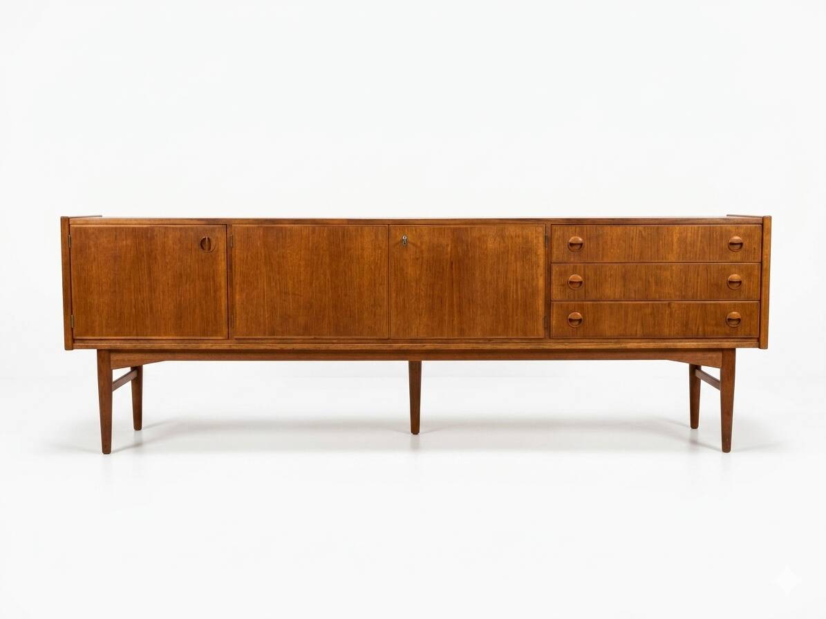 Scandinavian teak enfilade from the 1960s / 222cm in length.