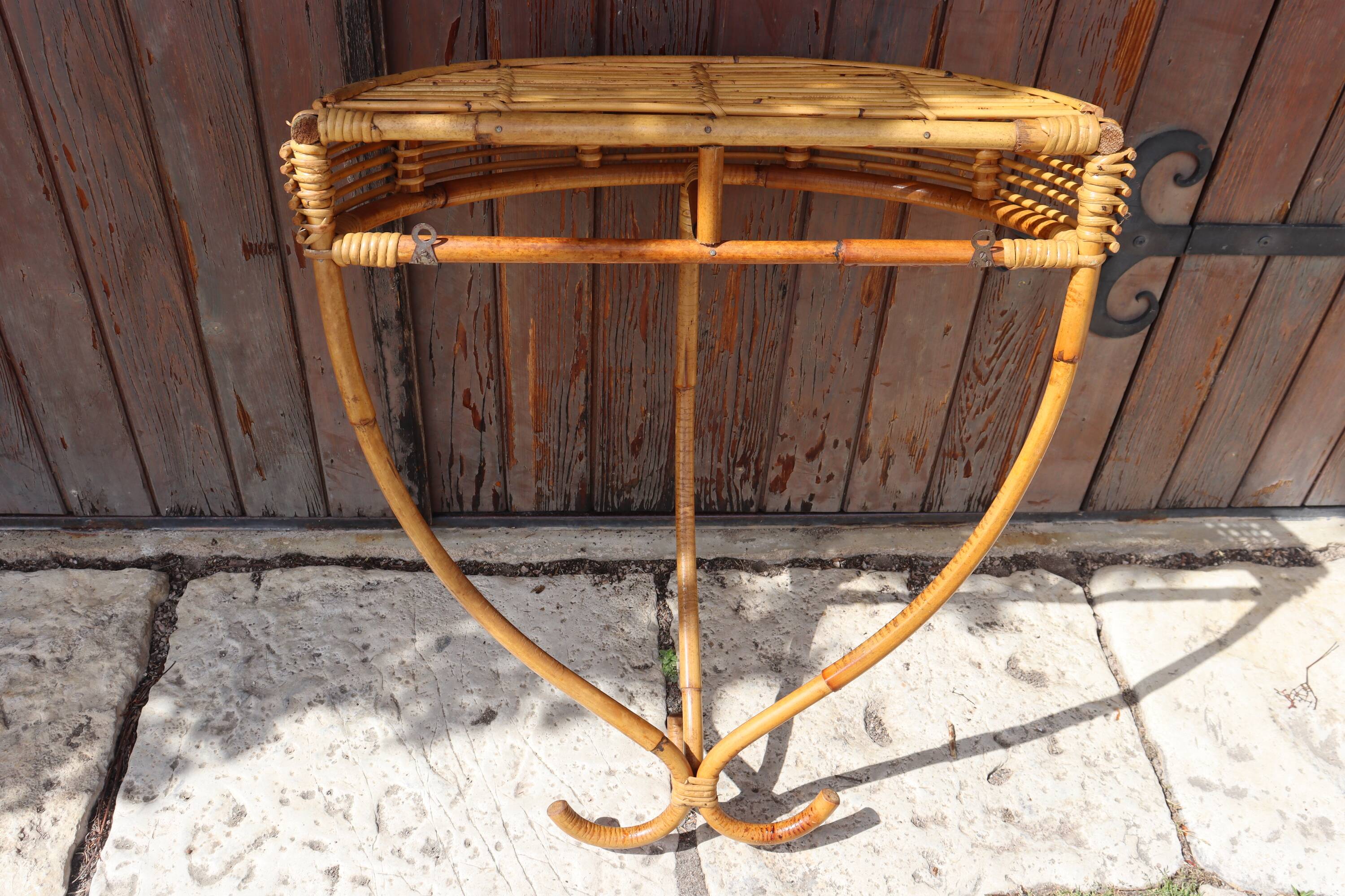Rattan wall console Italy 1970