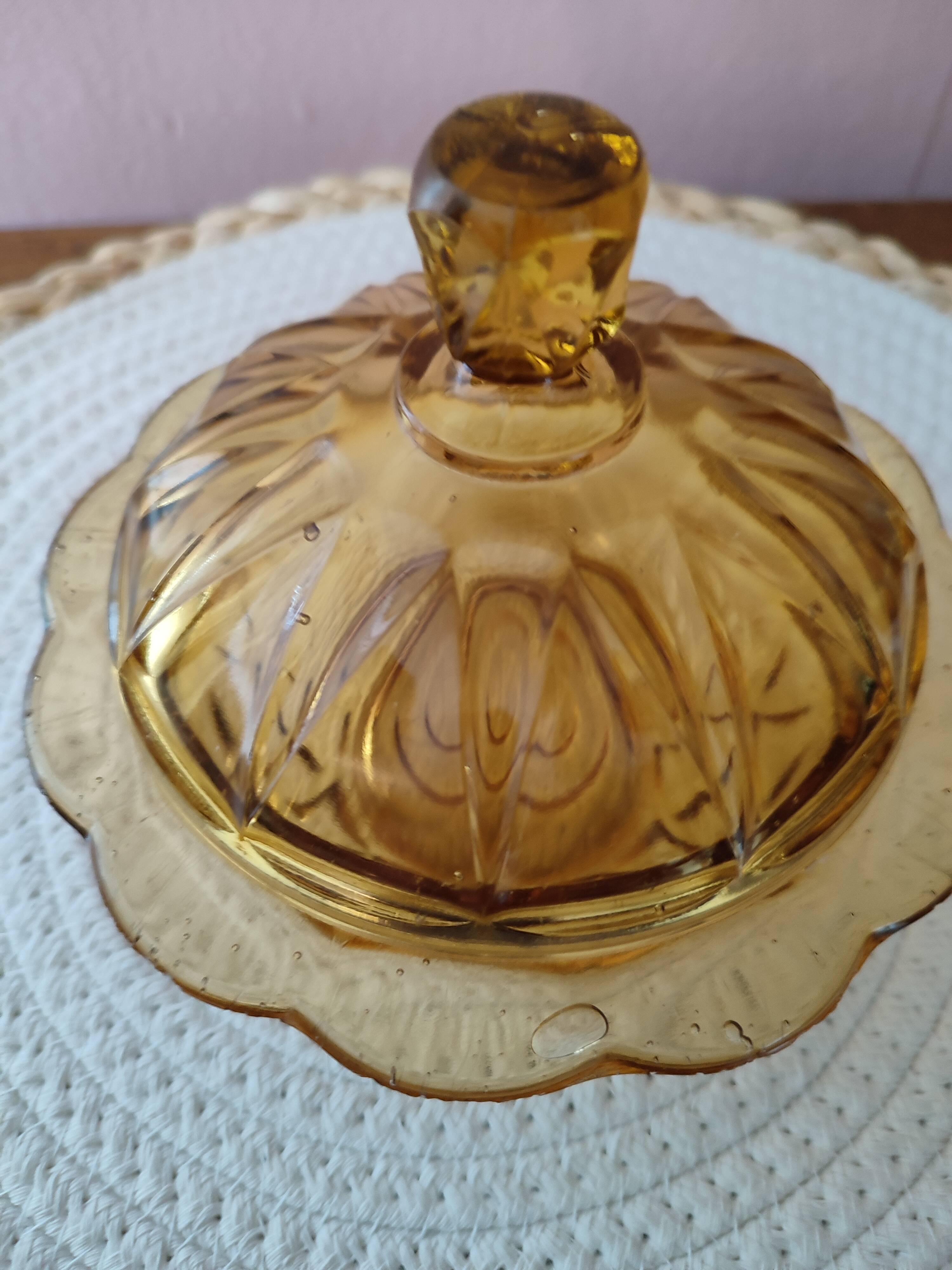 Sucrier en verre pressé Art deco