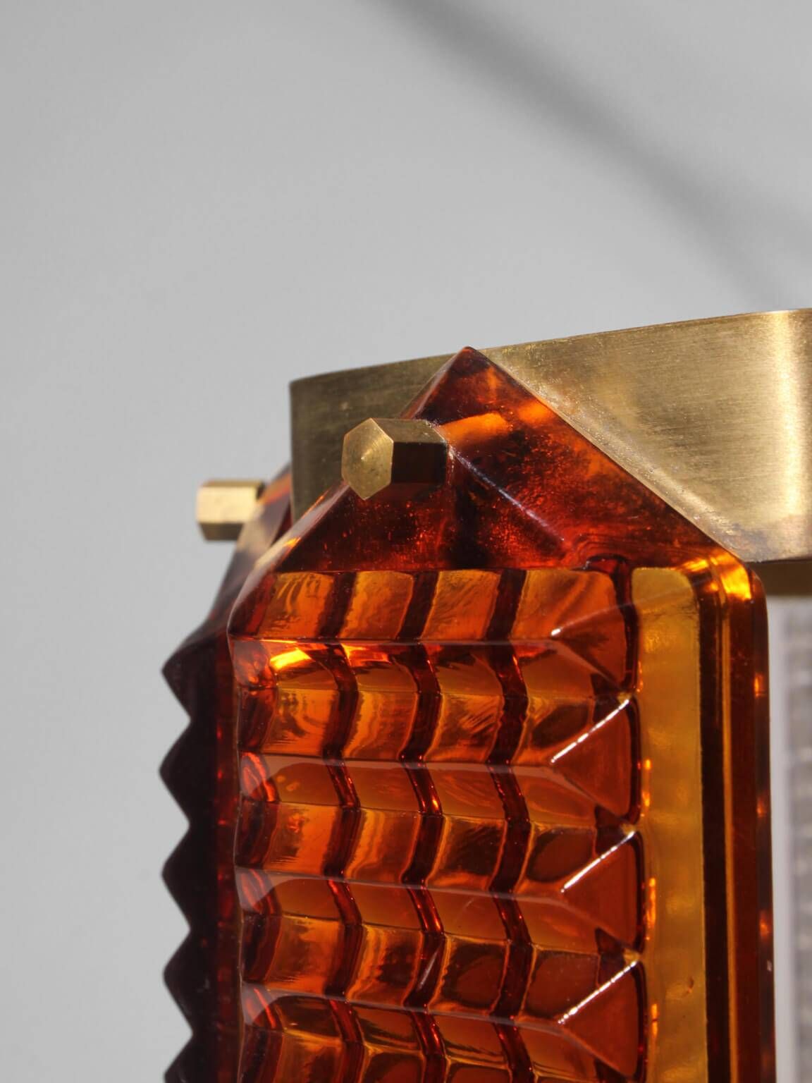Wiktor Berndt Mid-Century Crystal And Brass Ceiling Light, For Flygsfors, Sweden