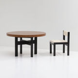 Round decorative Wenge dining table 1970