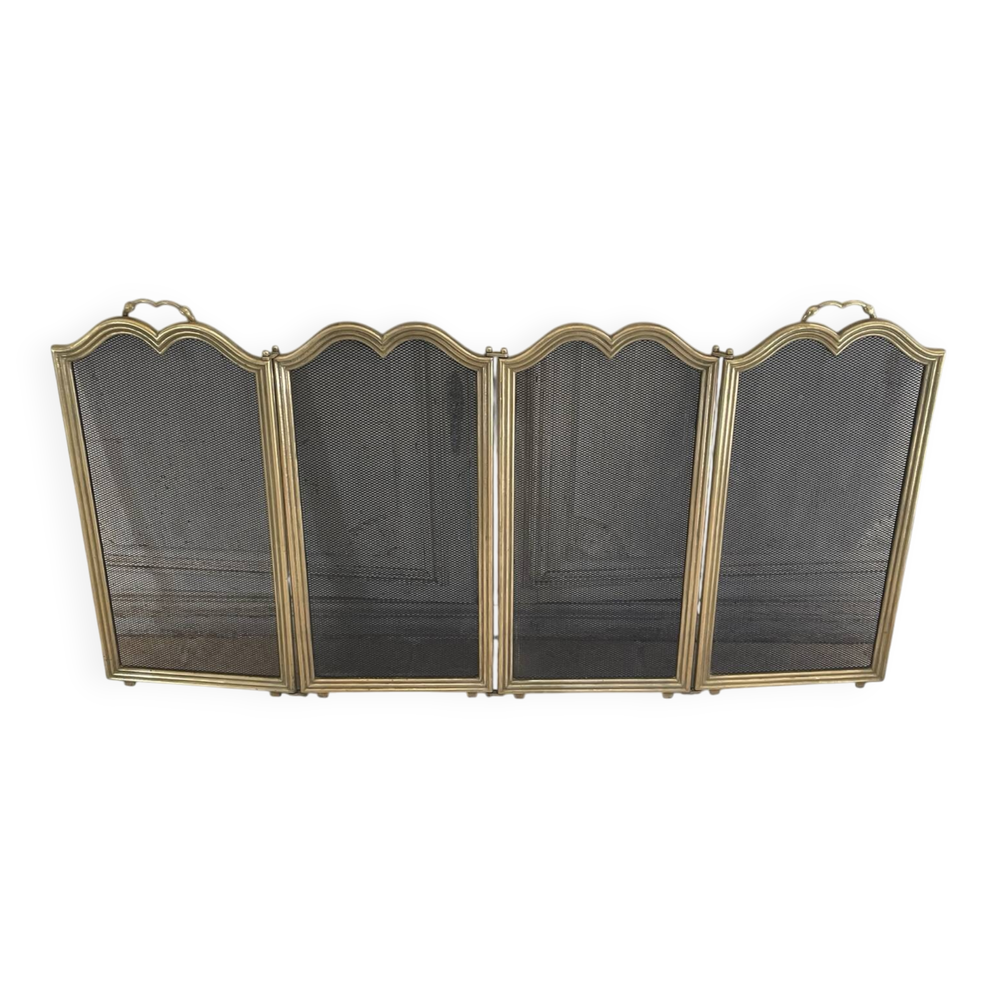 Italian brass fire screen with 4 panels