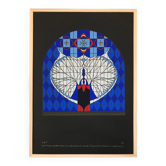 Original lithograph by franco borga. stained glass window, st-martin-des-rosiers