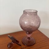 Purple bubble glass candy box – Biot style – hand-blown glass