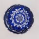 Baccarat, cut crystal bottle, blue lined, diamond gemstones, 14.8 cm.
