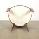 Vintage armchair in fabric and wood with armrests, design Italy 1950s-1960s