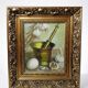 Still life with garlic, egg, and mortar signed Sarpe, 1979, oil on canvas.