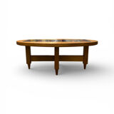 Oval coffee table in oak and ceramic by Guillerme & Chambron for