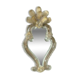 Venetian wall mirror in murano glass on wood 50s-60s