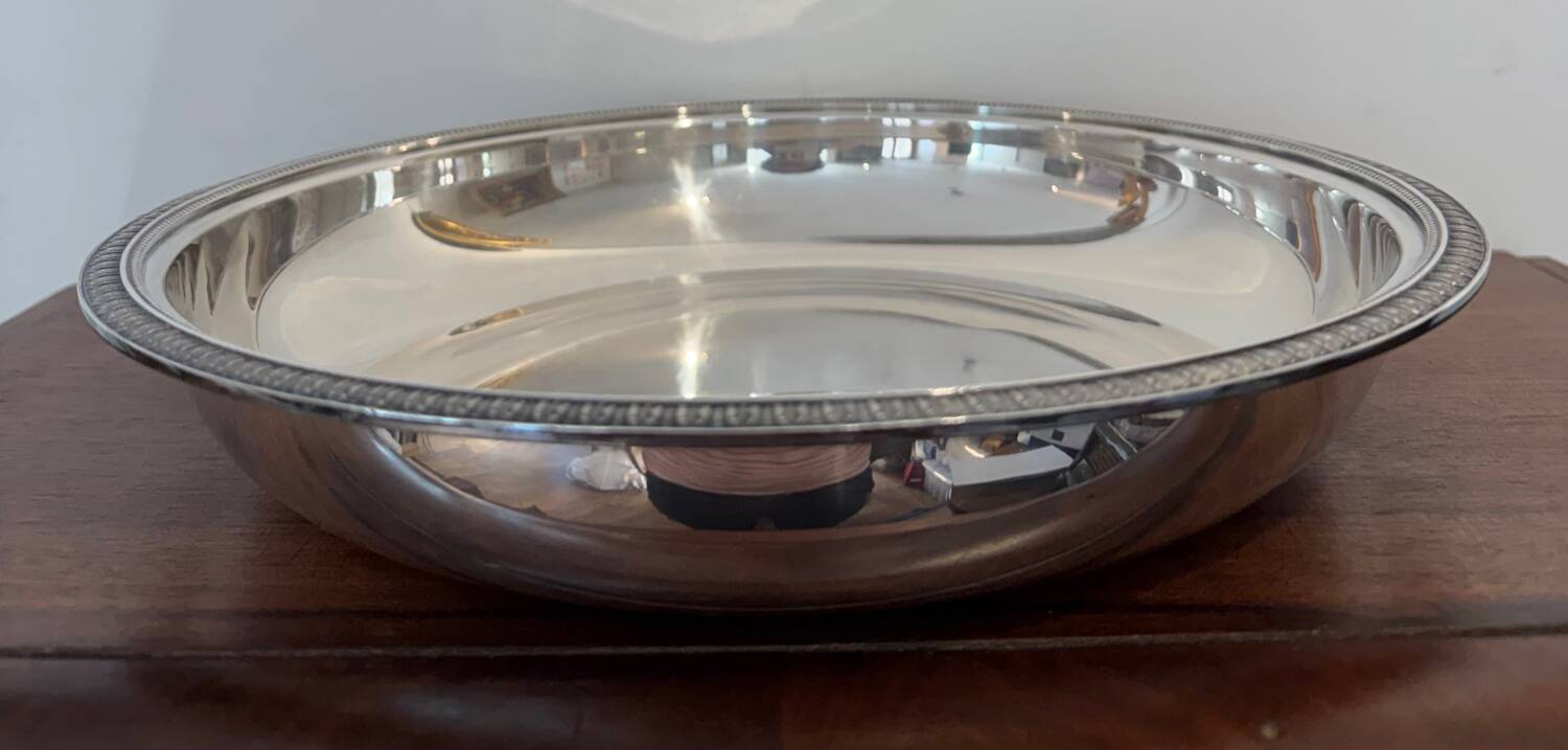 Shallow dish / vegetable dish Christofle Gallia – model Pearls, silver-plated metal