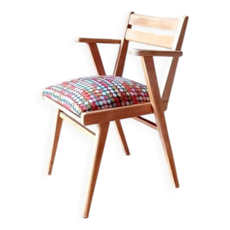 Fauteuil de bureau bridge restauré pieds compas vintage années 50