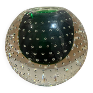 Bougeoir en cristal bullé - murano